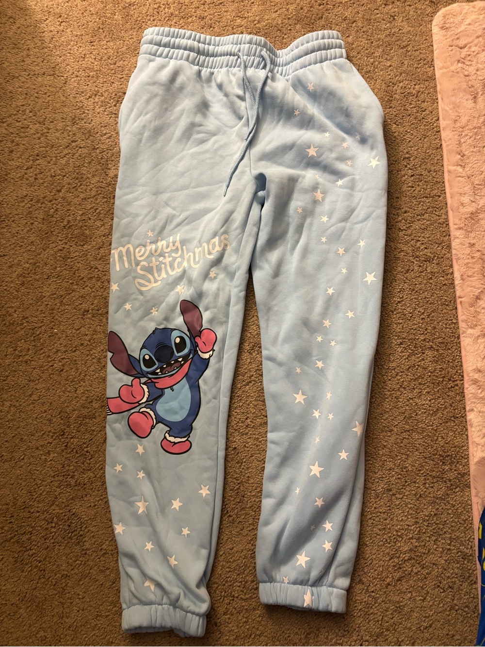 Disney Light Blue Stitch Fleece Joggers
